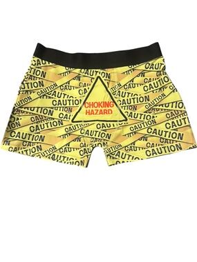 Caution Tape Print Boxer Briefs - Yellow & Black